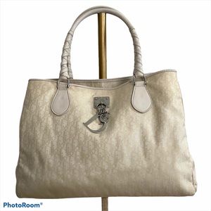 Authentic Christian Dior cream trotter tote bag